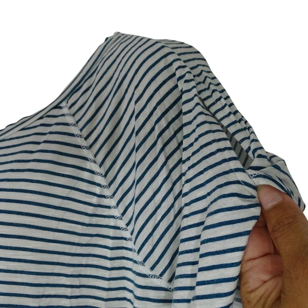 St Johns Bay Active Green White Striped Short Sleeve T-shirt Top Women Size M - Picture 2 of 6